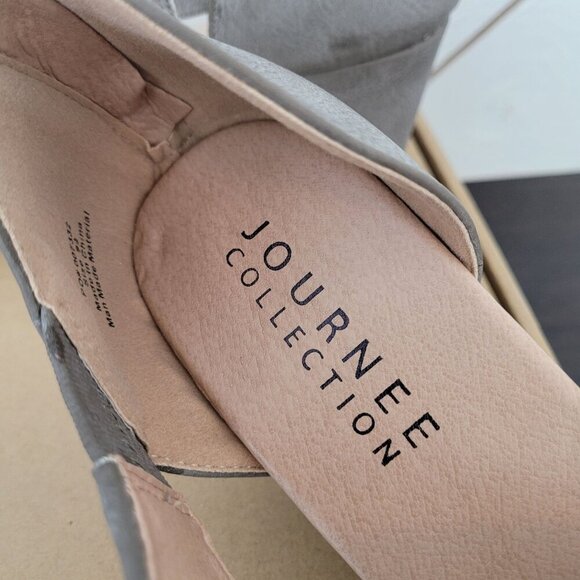 NEW Journee Collection Aretha Grey Distressed Womens 9.5 Peep Toe Wedge Sandals - Picture 6 of 10
